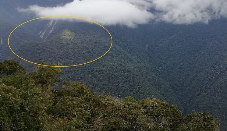 Hatun Vilcabamba oculta por vegetación selvática